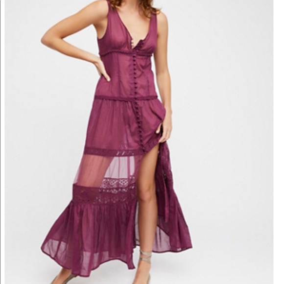 Free People Dresses & Skirts - Victorian Plum Buttondown Maxi Dress